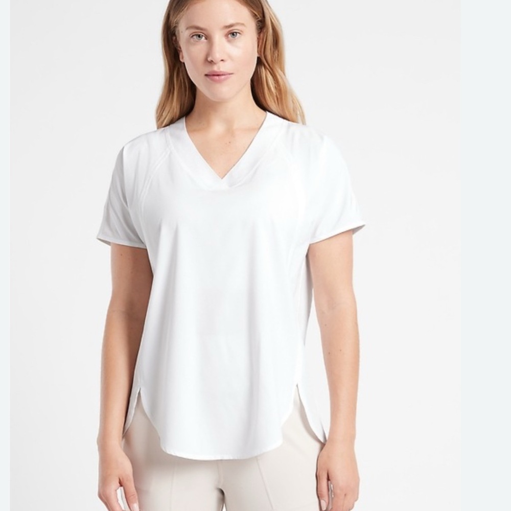 Athleta Zepher White V-Neck Women's Top SZ 2X